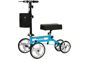 ELENKER Adjustable Steerable Knee Scooter for Foot Injuries Ankles Surgery Medical Knee Walker Crutches Alternative Sky Blue