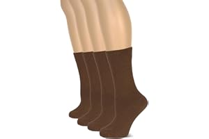 Hugh Ugoli Women's Cotton Crew Socks, Soft, Regular Fit, Plain Color Casual Socks for Trouser, Shoe Size 6 to 12, 4-8 Pairs