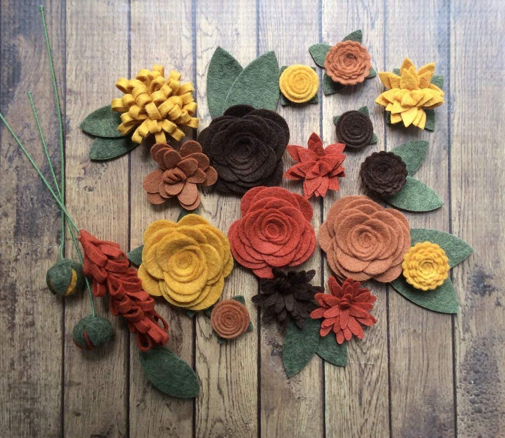 Wool Felt Fabric Flowers Autumn Flower Embellishment