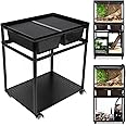 REPTIZOO Reptile Tank Stand Terrarium Cabinet with Breeding Boxs for 24”Wx18”D Reptile Aquarium Terrarium, Stackable Breeding Rack with Rolling Wheels