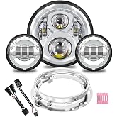 TRUCKMALL 7 Inch LED Headlight Fog Passing Lights for Touring Road King Ultra Classic Electra Street Glide Tri CVO Heritage Softail Slim Deluxe Fatboy-Chrome