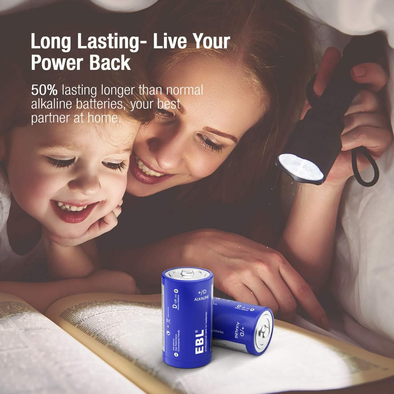 EBL D Batteries, Alkaline D Cell Batteries 8 Battery Count(Pack of 1): Home Audio & Theater