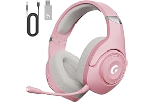 KAPEYDESI Wireless Gaming Headsets, 2.4GHz USB Gaming Headphones for PS5, PS4,Switch,PC,Mac with Bluetooth 5.2, 40H Battery, ENC Noise Canceling Microphone, 3.5mm Wired Jack for Xbox Series (Pink)