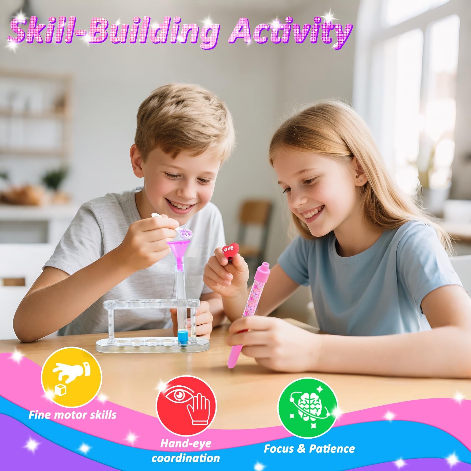 MOMUSE 50 Accessories DIY Pen Making Kit, Fun Pen Creator Studio – Making 12 Sparkly Pens with Sequins Beads, Creative Art Craft Kits Birthday Back School Gift for Kids Tweens Girls 6 7 8 9 10 Years