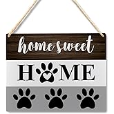 Ryeolo 'Home Sweet Home' Dog Paw Signs for Front Door, Wooden Plaque Wall Hanging, 10.2x7.8 Inches