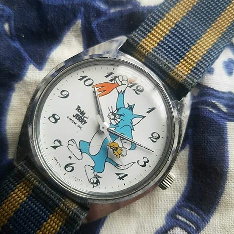 Amazon Co Jp 日本製 Seiko Japan ディズニー トムとジェリー 手巻き 腕時計 時計 アンティーク ヴィンテージ レトロ ワード 自動巻き グッズ 腕時計