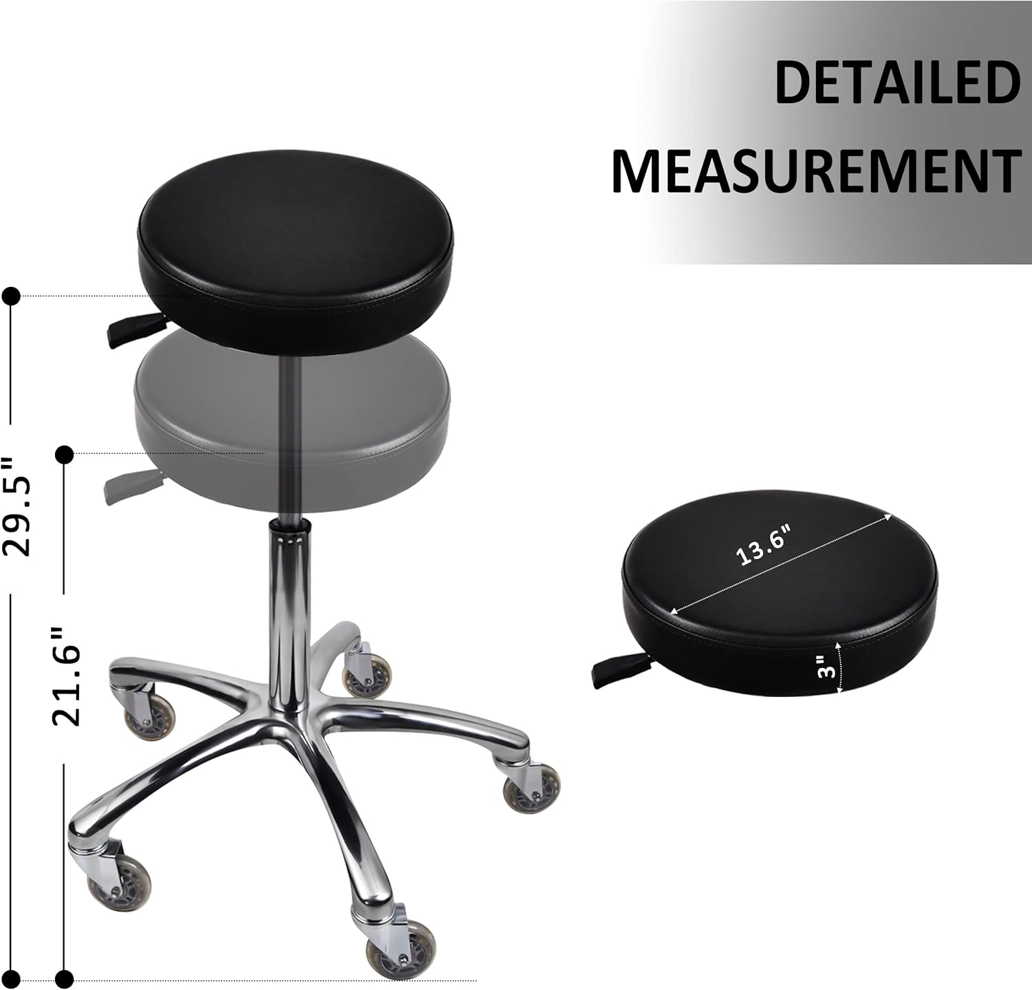 Adjustable Stool and Black Round Chair or Salon & Spa Stool.: Kitchen & Dining