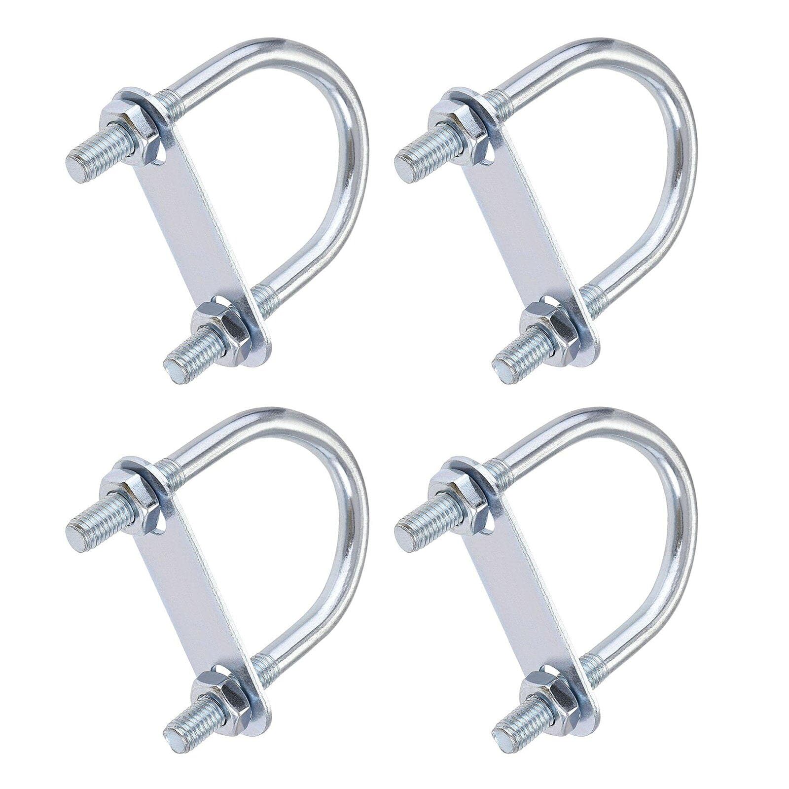 TOP-VIGOR 4 sets M8 Round U-Bolts, 42mm Inner Width 75mm Length Steel U-Bolts with Nut, Plate for Building Installations Mechanical Parts Connection Cehicles Ships