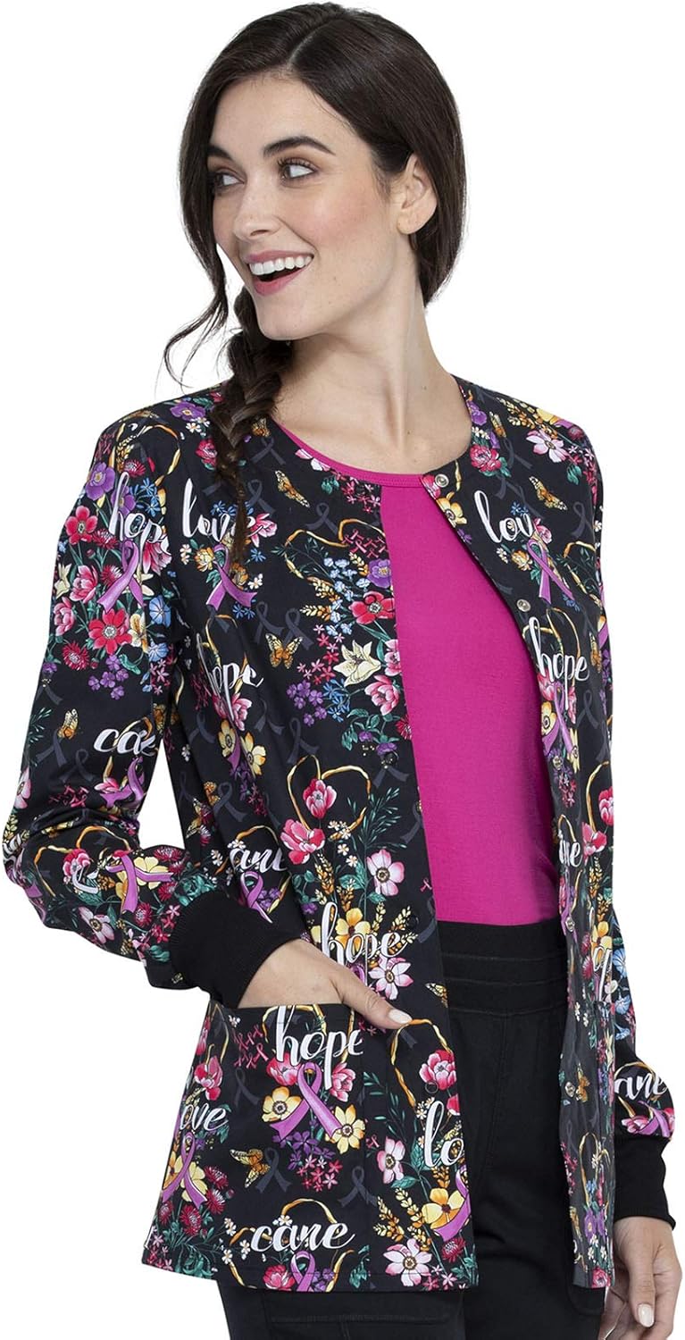 CHEROKEE Genuine Snap Front Warm-Up Scrub Jacket CK301: Clothing