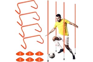 JellyArch Agility Training Equipment Soccer Speed Training Includes 4 Adjustable Soccer Agility Poles 4 Agility Hurdles 6 Soccer Cones for Youth Adults Athletes Football Soccer Training