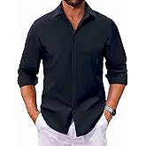 COOFANDY Men's Long Sleeve Button Down Shirts Casual Untucked Dress Shirt Beach Wedding Shirts