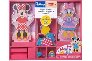 Melissa & Doug Disney Minnie Mouse and Daisy Duck Magnetic Dress-Up Wooden Doll Pretend Play Set (40+ pcs) Minnie Mouse Toys,
