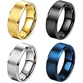 Fidget Rings for Anxiety 4-6pcs Stainless Steel Rings for Men Fidget Ring Black Anxiety Spinner Ring Set for Women Men