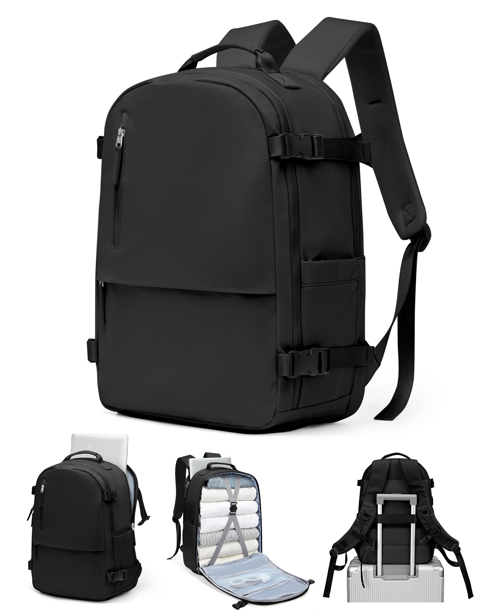 Photo 1 of  Carry on Backpack Flight Approved Item Bag,Casual Daypacks Cabin Bagage,Hiking Backpack Lightweight Rucksack, Business Laptop Backpack with USB Charger Black Large