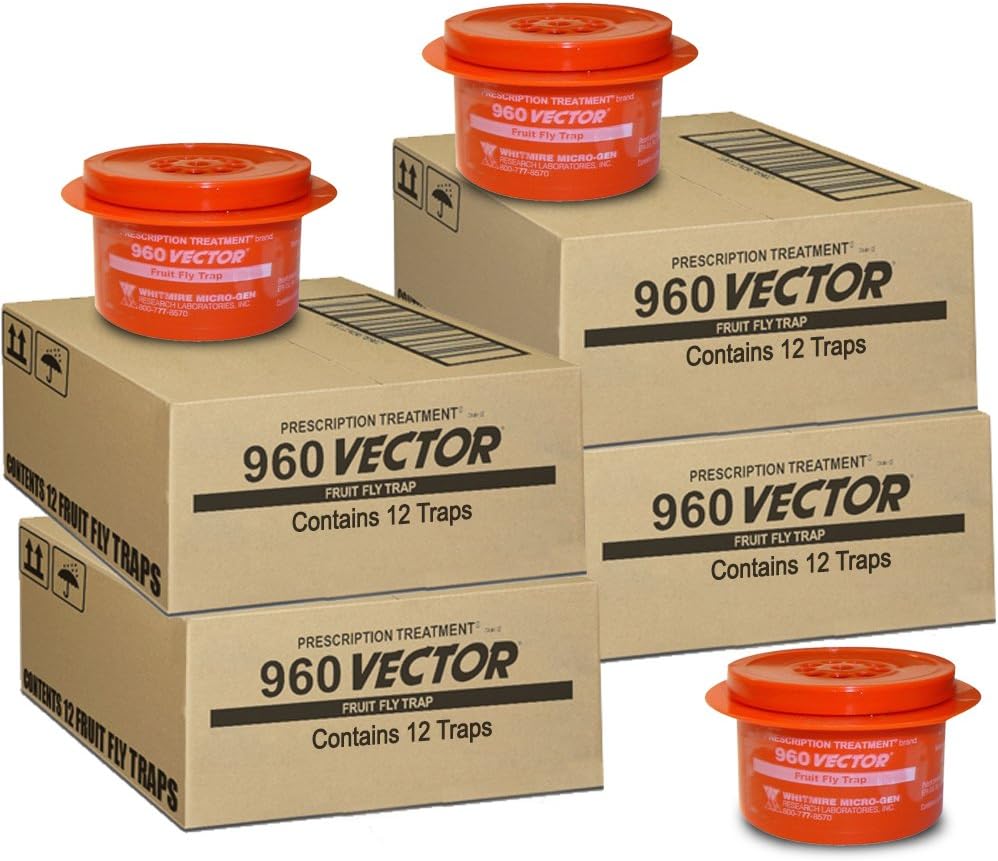 Vector 960 Fruit Fly Traps - 1 Case (4 Boxes/12 ea.) 48 Traps