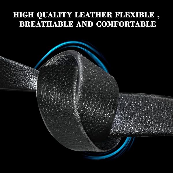 BUZTOZ MENS BELT,LEATHER RATCHET DRESS BELTS WITH SLIDING ADJUSTABLE, ZD056-F SILVER, 52 TO 58 WAIST ADJUSTABLE
