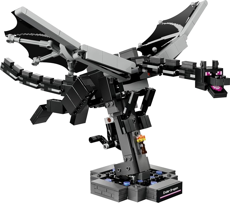 Minecraft The Dragon Ender – Figura articulada com asas a bater – Brinquedo interativo com portal de saída para decoração de divisões – Presente para rapazes e raparigas 10+ anos – 21595