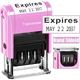 Expires Stamp with Date Self-Inking Office Rubber Expires Date Stamp for Business 12-Year Band Black Ink Pink Mount