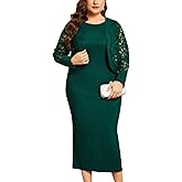 ZOMVA 1X-4X Plus Size Mother of The Bride Groom Dresses with Jacket Elegant Lace Maxi Dress 2 Piece Set Formal Wedding Guest