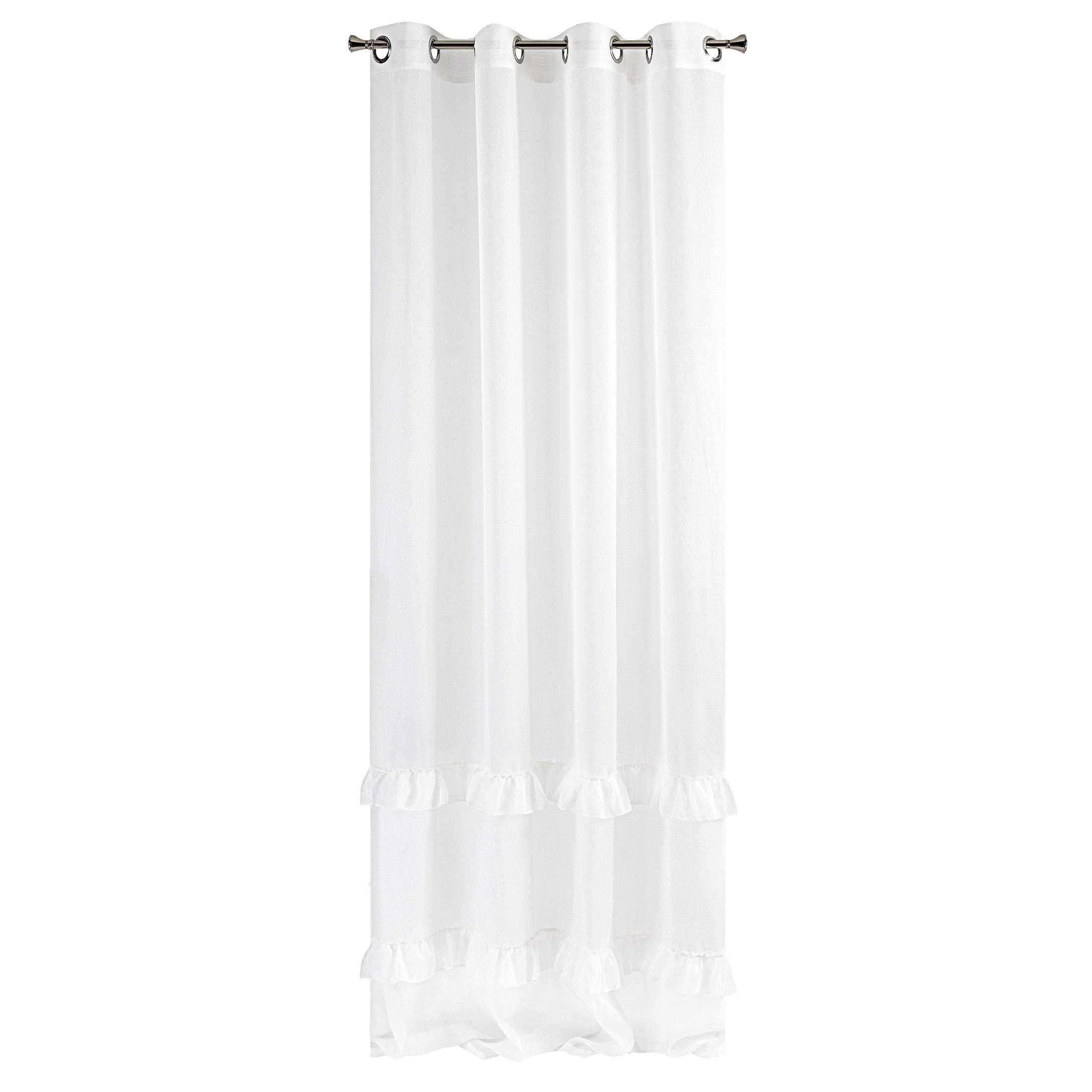 Eurofirany curtain glitter smooth, transparent, 8 eyelets, transparent, elegant, glamour, bedroom, living room, lounge, white, 140 x 250 cm
