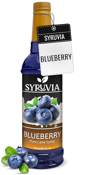 SYRUVIA BLUEBERRY SYRUP, FLAVORED SYRUP FOR DRINKS, COCKTAILS, LEMONADES, ICED TEAS, AND DESSERTS – 25.4 FL OZ
