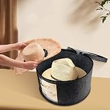 Lafecuw Hat Box 17'' Diameter Stackable Organizer Bag Dustproof Lid Black view 5