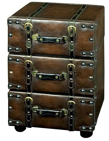 Dgp Brown Faux Leather Three Drawer Storage Chest Chest Drawers