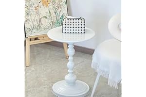 VORRIOP Pedestal White Metal Side Table, Small Sofa Coffee Table, Small TV Tray Table for The Sofa In the Living Room and Bedroom, Mini Coffee Table is Lightweight and Convenient to Move, 20.47 (H) *11.8 (W)