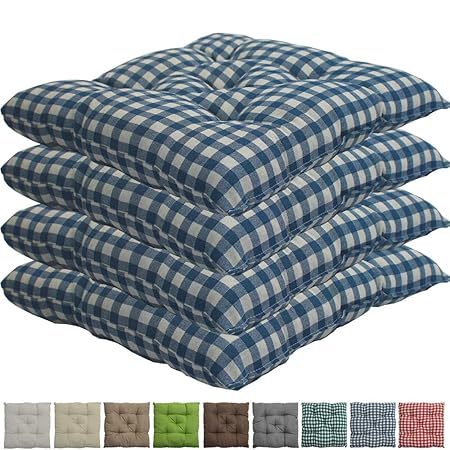 Stuhlkissen 38 x 38 cm mit 5er Steppung im 4er Sparpack - Sitzkissen für Stühle drinnen und draußen - Stuhlauflage Steppkisse