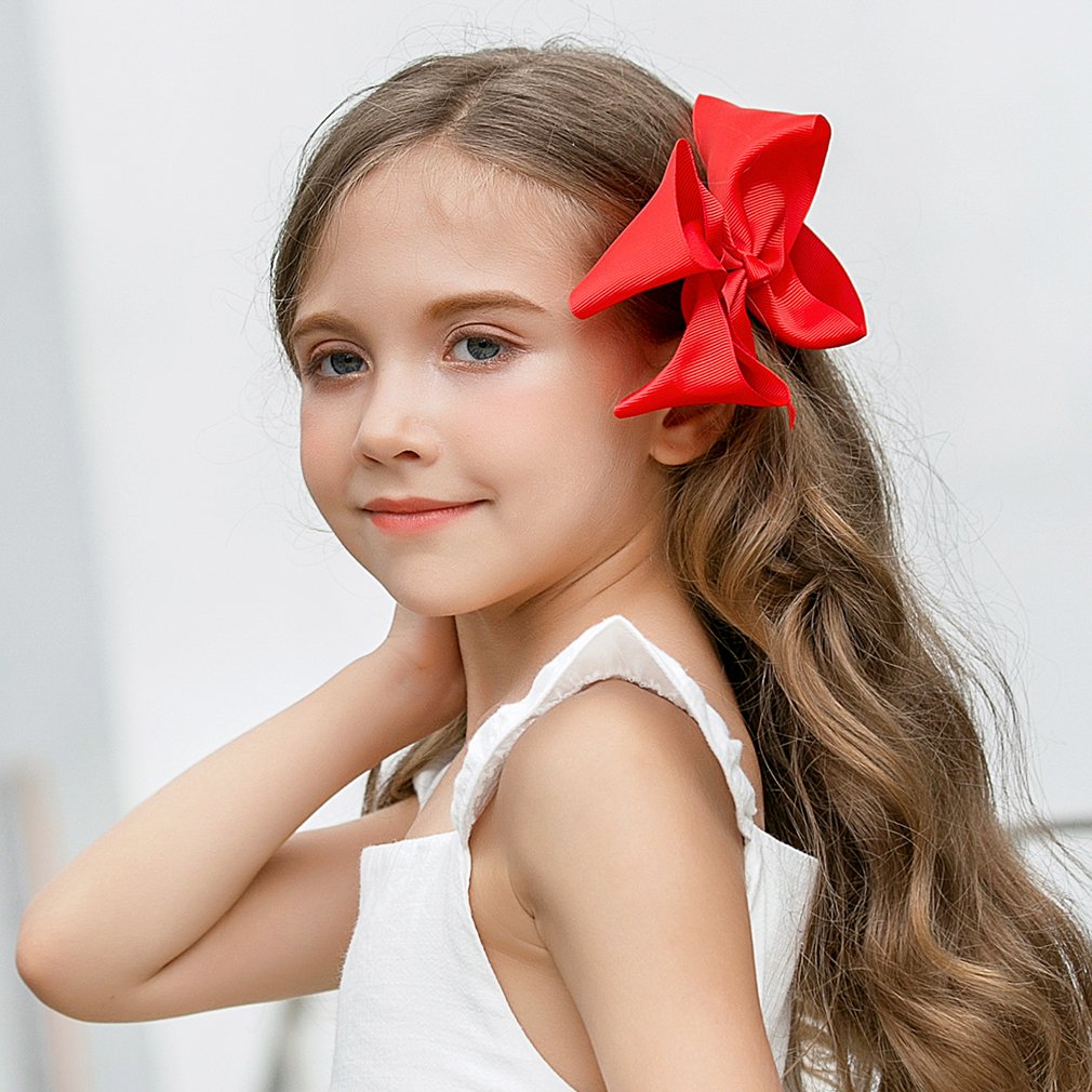 DEEKA 20 PCS Multi-colored 6" Hand-made Grosgrain Ribbon Hair Bow Alligator Clips Hair Accessories for Little Girls : Beauty