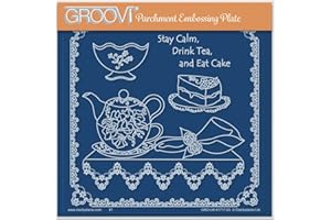Clarity Stamps - Linda Williams' Stay Calm & Drink Tea Assiette carrée Groovi A5