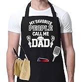 Wrappiness Funny Apron for Men, Dad, Husband - My Favorite People Call Me Dad - Adjustable Aprons with Pocket Grilling Gift for Papa BBQ Cooking Chef Fathers Day Birthday Christmas