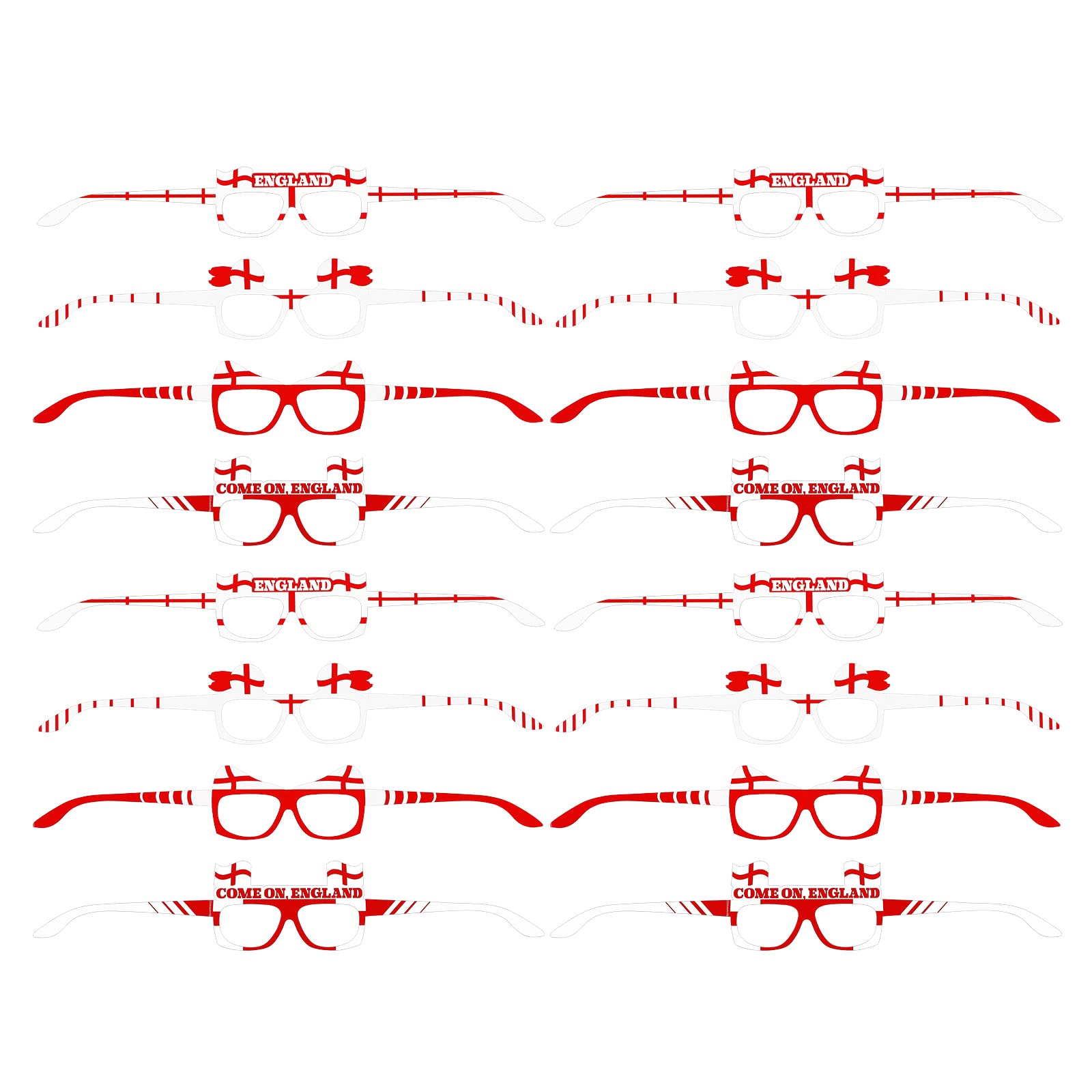 Fiada 24 Pack England Novelty Glasses St Georges Day England Flag Glasses Football Fun Glasses Sporting Events Decoration for Euro 2023, Women's Euro 2023 Celebrations Party
