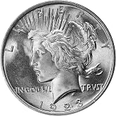 1923 P Silver Peace Dollar US Mint Uncirculated in Hard Plastic Capsule