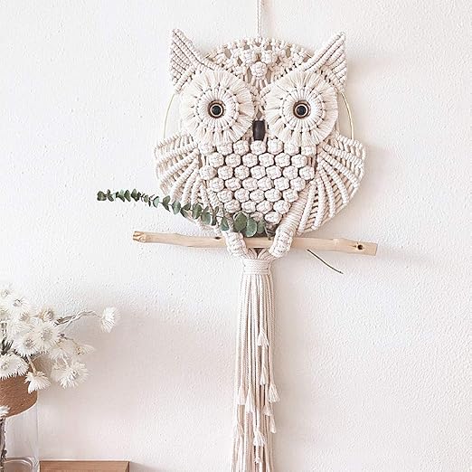 Zenggp Buho Tapiz Tejido A Mano Macrame Decoracion De La Pared Linea De Algodon Macrame Borla Colgante De Pared Amazon Es Hogar