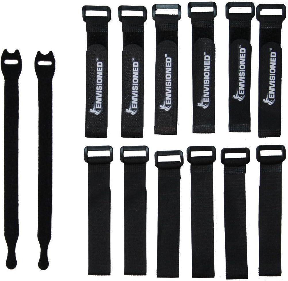 Reusable Cinch Straps 12 Pack, Multipurpose Quality Hook and Loop Securing Straps Plus 2 Bonus Reusable Cable Ties - Image 4