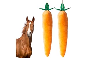 OOXYG 2PCS Horse Toy Plush Squeaky Carrot, Large Carrot Shaped Horse Squeaky Toy, Interactive Calming Plush Carrot Ball for Horses Dogs, Hanging Stall Play Enrichment Relieve Stress Noise Maker