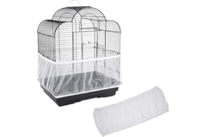 SHEENS Birdcage Nylon Mesh Net Cover Guard Pet Birds Parrot Cage Seed Catcher Soft Ventilated Birdcage Skirt M Size(White)