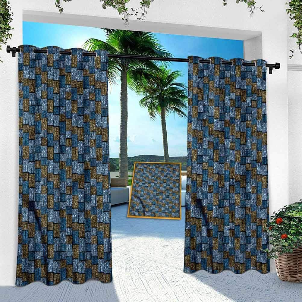 Outdoor Curtain, Vintage,Abstract Oriental Motif, 100" x 95" Outdoor