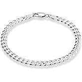 Miabella 925 Sterling Silver Italian 5mm Solid Diamond-Cut Cuban Link Curb Chain Bracelet for Men Women, Made in Italy