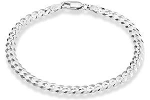 Miabella 925 Sterling Silver Italian 5mm Solid Diamond-Cut Cuban Link Curb Chain Bracelet for Men Women, Made in Italy