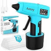 AOZOY Hot Glue Gun Cordless - USB Rechargeable 4000mAh Wireless Mini Glue Gun with 25Pcs Glue Sticks Set, Heating Fast &amp; Smart Power-Off for Crafts DIY Arts Home Repairs Blue