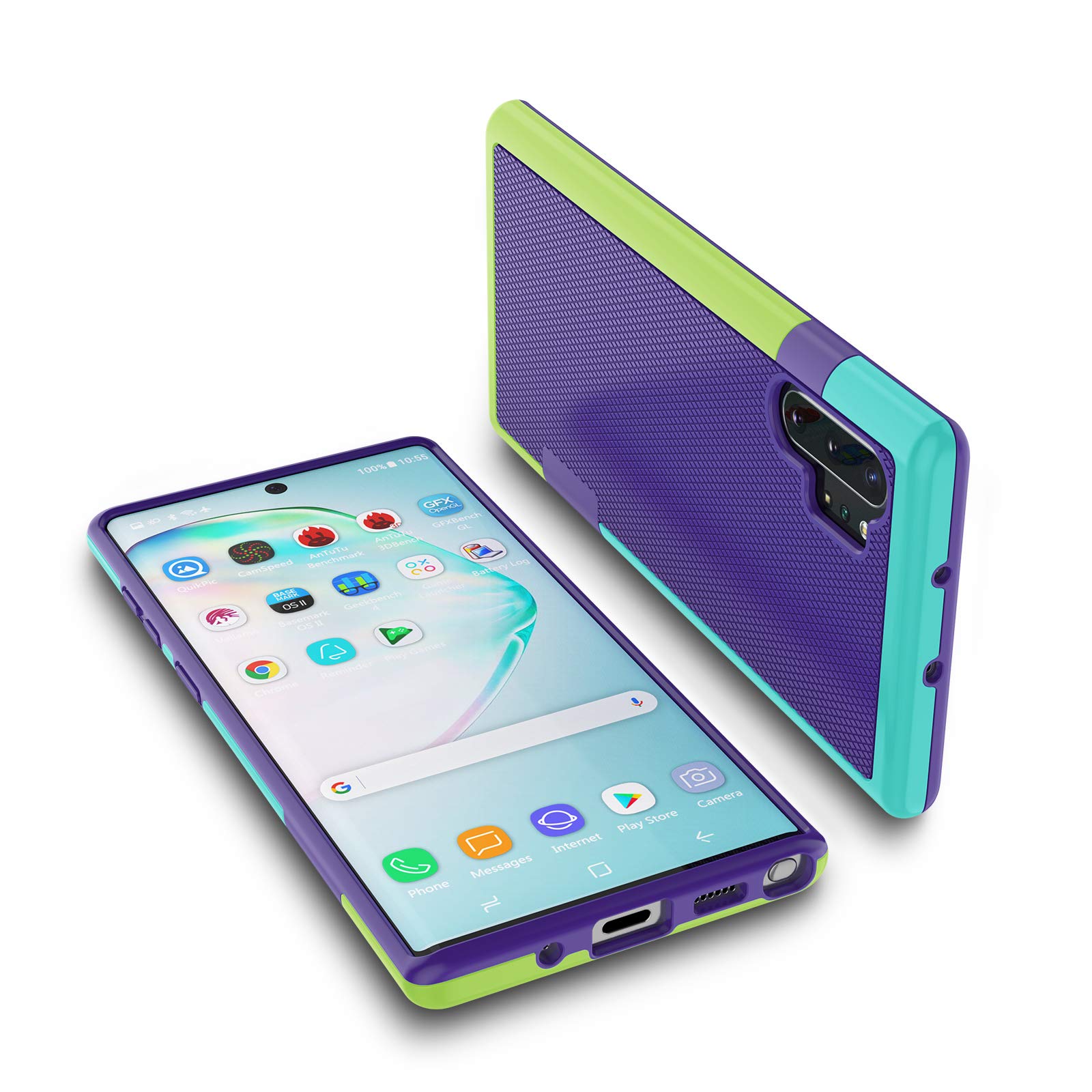 Jeylly for Galaxy Note 10 Plus Case, Shock-Absorption 3 Color Bumper Cover Anti-Slip Rugged Soft TPU Hard PC Armor Protective Case Shell for Samsung Galaxy Note 10+ / Note 10 Plus (6.8 inch) - Purple