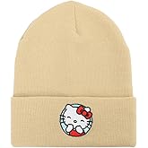 Hello Kitty Blue Circle Embroidered Khaki Cuff Beanie
