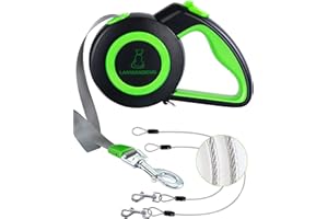 LANWANDENG Heavy Duty Retractable Dog Leash with 2 Chew Proof Wire Ropes, 16FT Long Leashes 360 Tangle Free for 2 Dogs, Dual Dog Lead for Small/Medium/Large Dogs