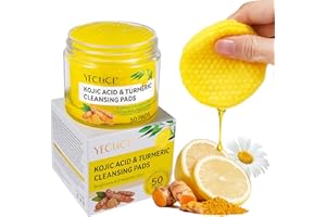 XAARTY Turmeric Kojic Acid Cleansing Pads, Turmeric Exfoliating Face Scrub Pads, Turmeric Cleansing Pads Helps Balance Skin Oil And Water, 50 Count