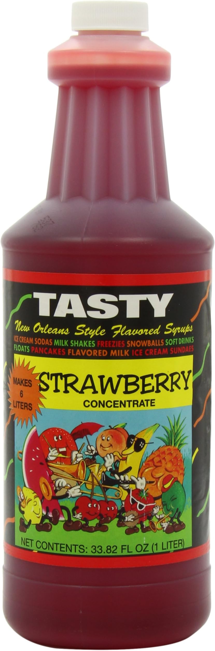 Tasty New Orleans Style Flavored Syrup, Strawberry, 33.82-Ounce (Pack of 6)