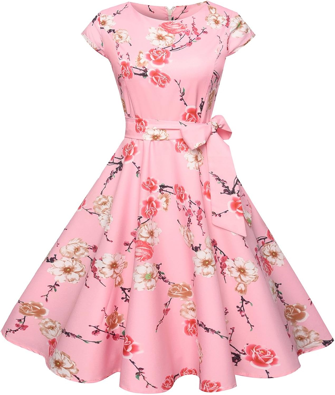 Misshow Vintage Summer Church Dresses Round Neck Short Sleeve Formal