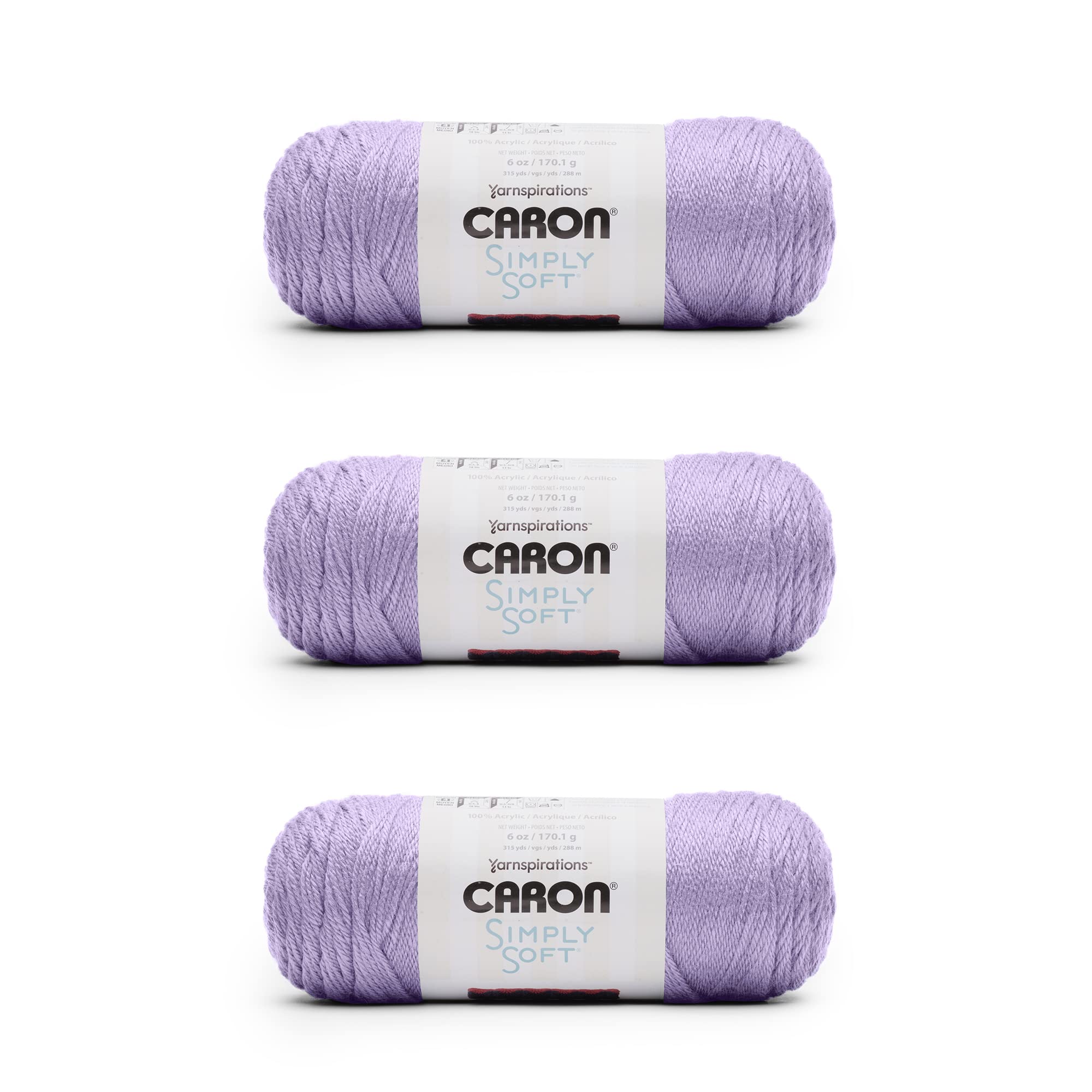 Caron Simply Soft Orchid Yarn - 3 Pack of 170g/6oz - Acrylic - 4 Medium (Worsted) - 315 Yards - Knitting/Crochet