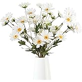INSUNSIX White Artificial Daisy Flowers 6Pcs 29.52” Long Stem Faux Daisies 36 Heads Fake Wild Flowers for Tall Vase Living Room Bedroom Bridal Bouquets Table Centerpieces(White)